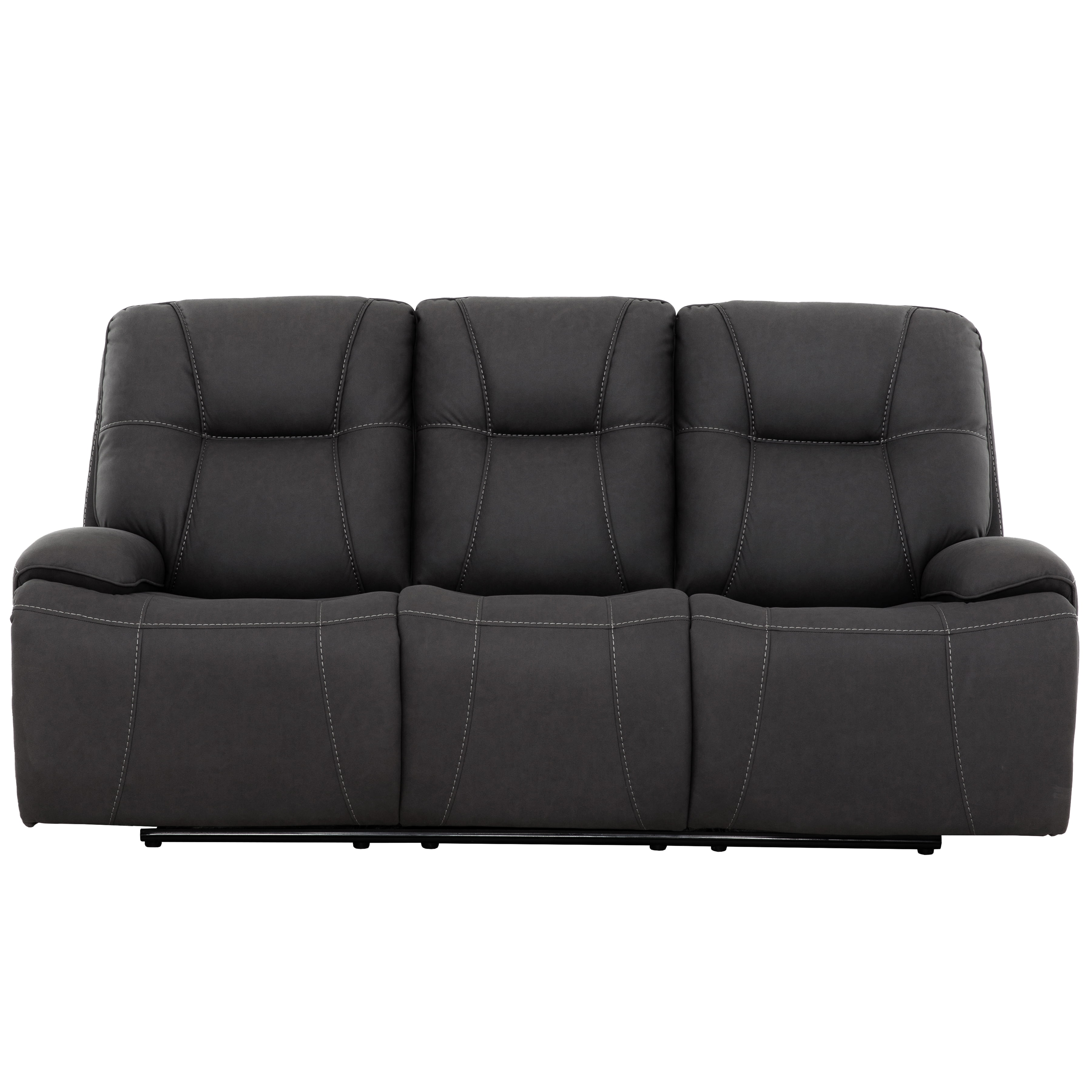 Canapé inclinable électrique Primo 79 po – revêtement gris foncé, port de chargement USB, coussins moelleux – style moderne pour salon ou salle média