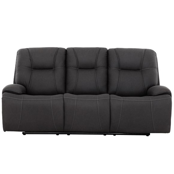 Canapé inclinable électrique Primo 79 po – revêtement gris foncé, port de chargement USB, coussins moelleux – style moderne pour salon ou salle média