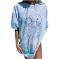 thumbnail image 2 of Puntoco Blusa de manga corta informal con estampado de sol y luna vintage para mujer Puntoco Puntoco-2839, 2 of 8
