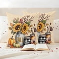 thumbnail image 3 of Fall Sunflower Outdoor Waterproof Pillow Covers, Thanksgiving Pumpkin Botanical Leaves Linen Decorative Square Throw Pillowcase Sofa Cushion Sham for Patio/Couch/Chair, 18"x18" 2 Pack, 3 of 8