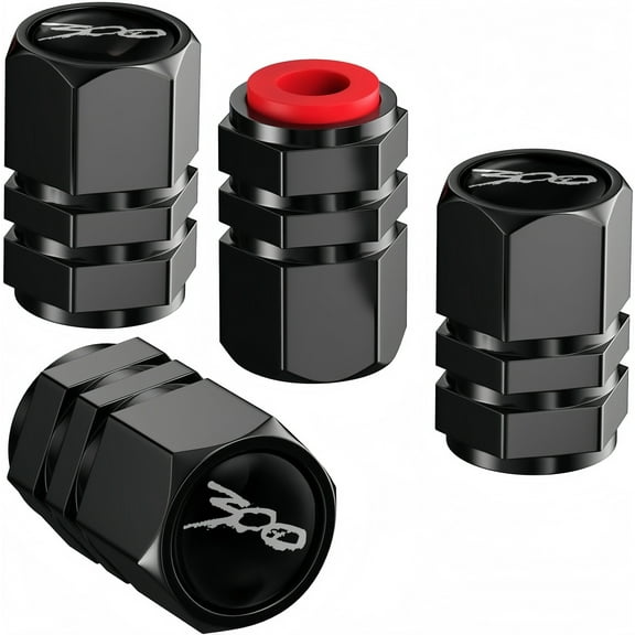 4PCS Tire Valve Stem Caps Compatible with Chrysler 300/C/S Black Metal Auto Accessories, Tire Valve Cap Set, Corrosion Resistant, Universal Stem Covers for Trucks Motorcycles SUVs Bikes