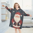 thumbnail image 5 of FORMRS Wearable Blanket Hoodie with Sleeves for Kids Cozy Flannel Sweatshirt, Blue Christmas Santa, 5 of 7