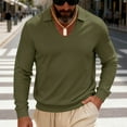 thumbnail image 1 of pstuiky camisetas de manga larga para hombre, Blusa informal de manga larga con cuello en V y solapa para hombre, de color liso top de hombre xl, 1 of 6