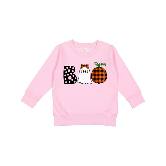 Inktastic Boo Halloween Ghost and Plaid Pumpkin Toddler Sweatshirt