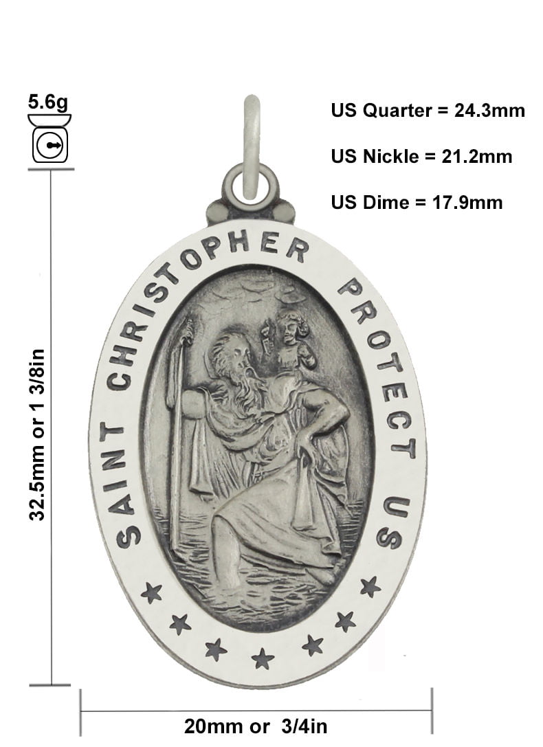 3//4in Round 0.925 Sterling Silver St Saint Michael Medal Pendant