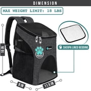 PetAmi Cat Backpack Carrier, Airline Approved Pet Carrier Backpack for Small Dogs and Large Cats, Soft Sided Collapsible Ventilated with Sherpa Bed for Hiking Travel, Max 18 lbs, Heather Charcoal
