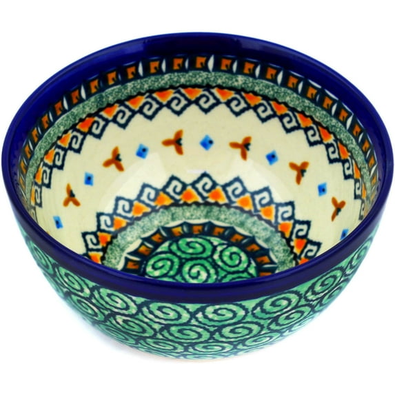 Polish Pottery 5½-inch Bowl (Albuquerque Theme) Signature UNIKAT Hand Painted in Boleslawiec, Poland + Certificate of Authenticity