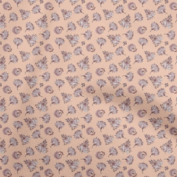 oneOone Velvet Peach Fabric Jacobean Floral Craft Projects Decor Fabric Printed By The Yard 58 Inch Wide