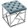 thumbnail image 7 of Modway Intersperse Tufted Velvet & Stainless Steel Ottoman in Silver/Sea Blue, 7 of 7