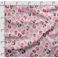 thumbnail image 2 of Soimoi Animal Skin Printed, Cotton Fleece, Fabric by The Yard Sewing DIY Stretch Fabric 56 Inches Wide, WarmFabric for Hats, Coats, Gloves, Blankets, Pink & White, 2 of 5