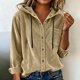thumbnail image 4 of RKSTN Corduroy Hoodies for Women Oversized Drawstring Button Down Hooded Jackets Womens Casual Solid Plus Size Loose Fits Athletic Hooded Thick Sweatshirt Top with Chest Pockets Spring Fall Clothes, 4 of 9