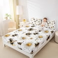 thumbnail image 4 of Manfei Country Floral Daisy Queen Sheet Sets,Rustic Flying Bee Flat Sheet,White Yellow Black Queen Fitted Sheet For Teens,Super Cozy Room Decor,4pcs, 4 of 7
