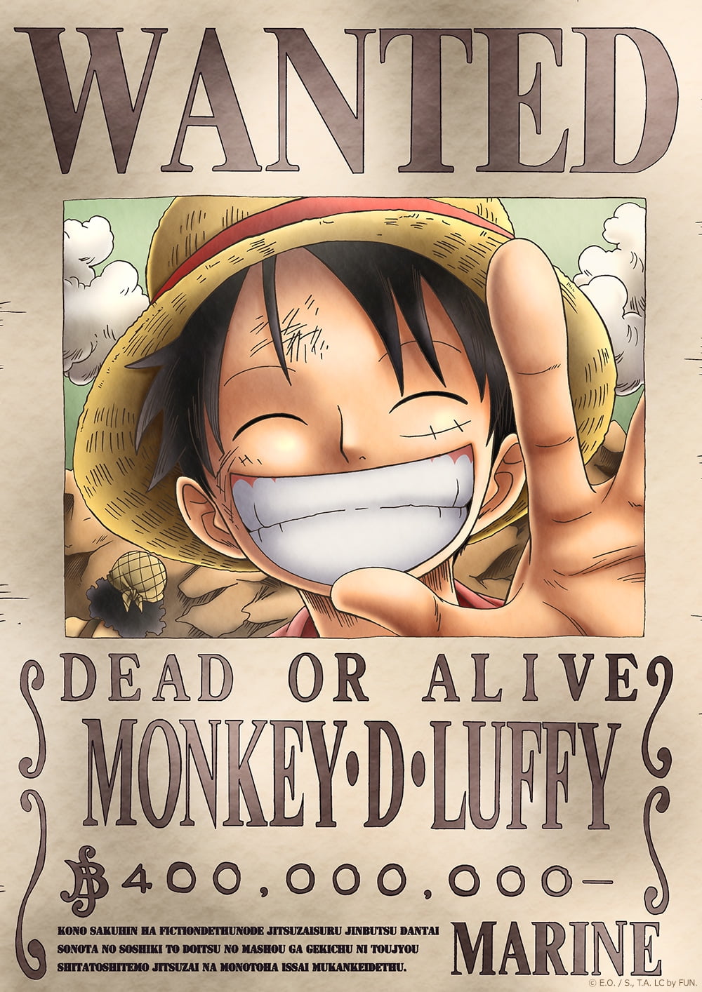 One Piece - Poster WANTED LUFFY NEW 500.000.000 - 91,5 x 61 cm