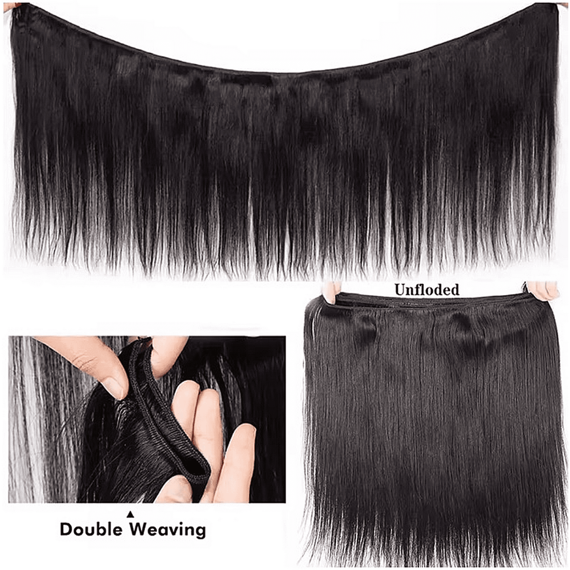 Brazilian 14 Inch Raw Virgin Unprocessed 100% Human Hair Extensions Bone Straight Double Weft for Women