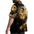 thumbnail image 3 of Retro Cat Men's Printed Casual Button Down Short Sleeve Beach Shirts, 3 of 6