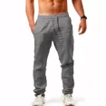 thumbnail image 1 of Pantalónes Recto Sueltos De Hombre Casual De Algodón Y Lino, 1 of 4