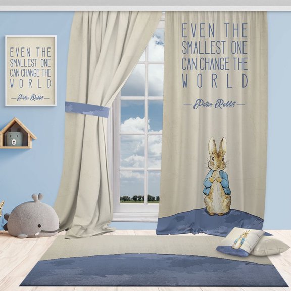 3S Brother's Peter Rabbit Worlds 100% Blackout Curtains for Kids Bedroom Thermal Insulated Noise Reducing Home Décor Printed Window Curtains Set of 2 Panels - Made in Turkey Each(52"Wx108"L)