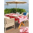 thumbnail image 4 of Outdoor Tablecloth with Umbrella Hole and Zipper, Valentine's Day Rectangle Table Cloth 60x84 Inch Waterproof Tablecloth, Gnomes Love Tree Branches Roses Pink Picnic Table Cover for Patio Camping, 4 of 7
