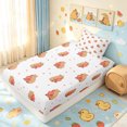 thumbnail image 2 of Manfei Kawaii Capybara Twin Fitted Sheet, Romantic Love Heart Bedding, White Tan, 2pcs, 1 Fitted Sheet and 1 Pillowcase, 2 of 6