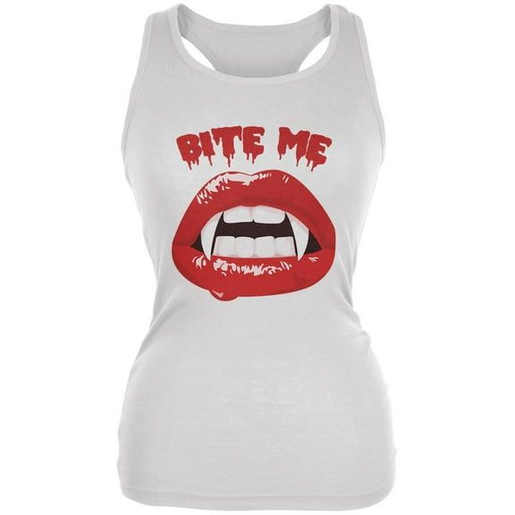 Halloween Vampire Bite Me White Juniors Soft Tank Top - Large