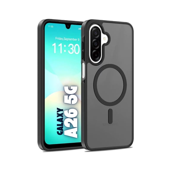 Entronix Magnetic Case Compatible with Galaxy A26, Frosted Matte Back Cover, Black
