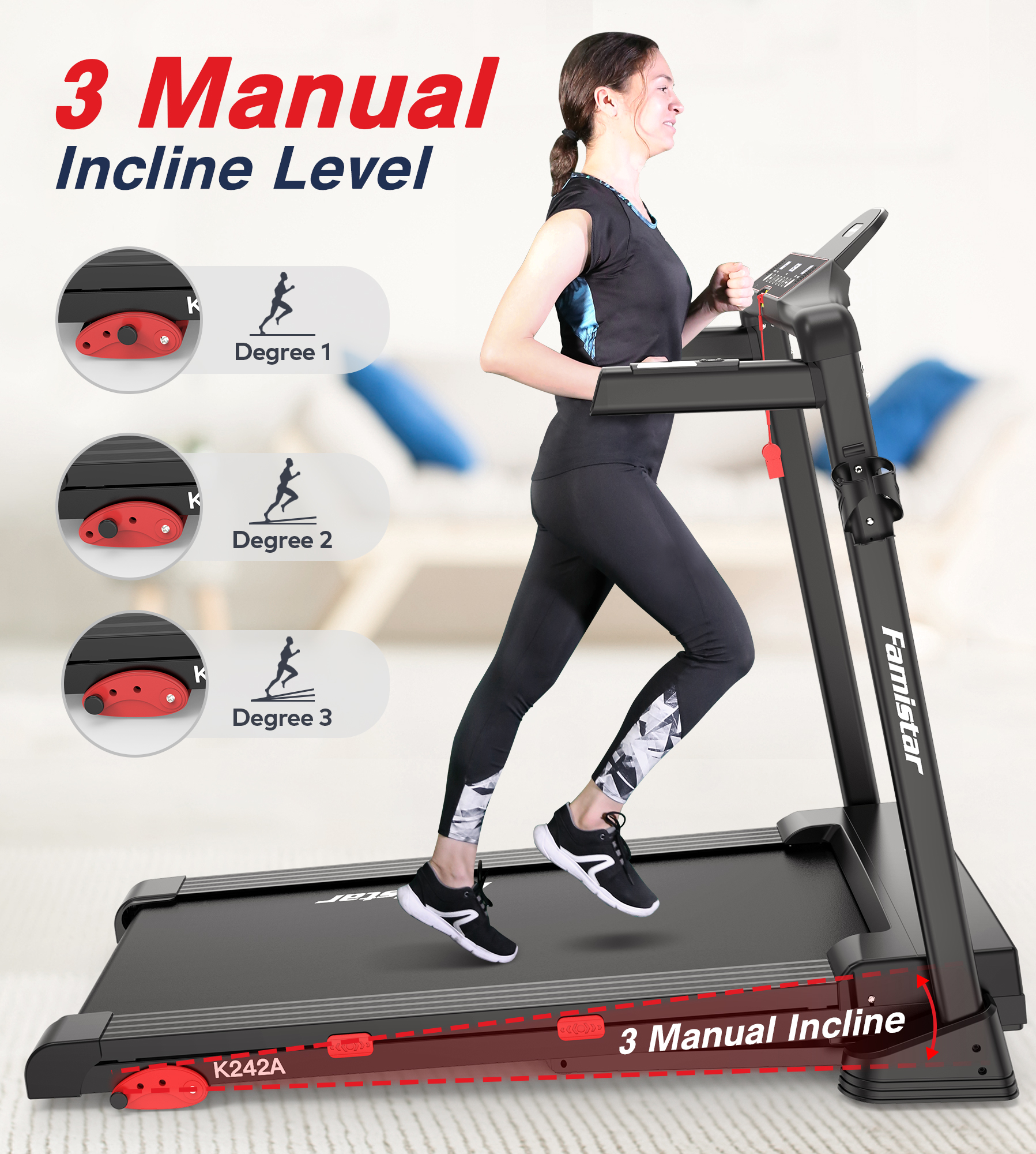 Folding Treadmill for Home with Adjustable Incline, Smart APP, 8MPH Speed, 250lbs, HiFi Bluetooth Speakers, 15 Programs 3 Modes, 3.0HP Foldable Compact Treadmill Walking Running Machine - image 2 of 13