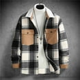 thumbnail image 5 of BRGZLK Men Coats Plaid Fashion Loose Casual Pocket Button Up Long Sleeve Turn Down Collar Thickened Cozy Blouse Coat Jacket for Fall Winter Black L, 5 of 5