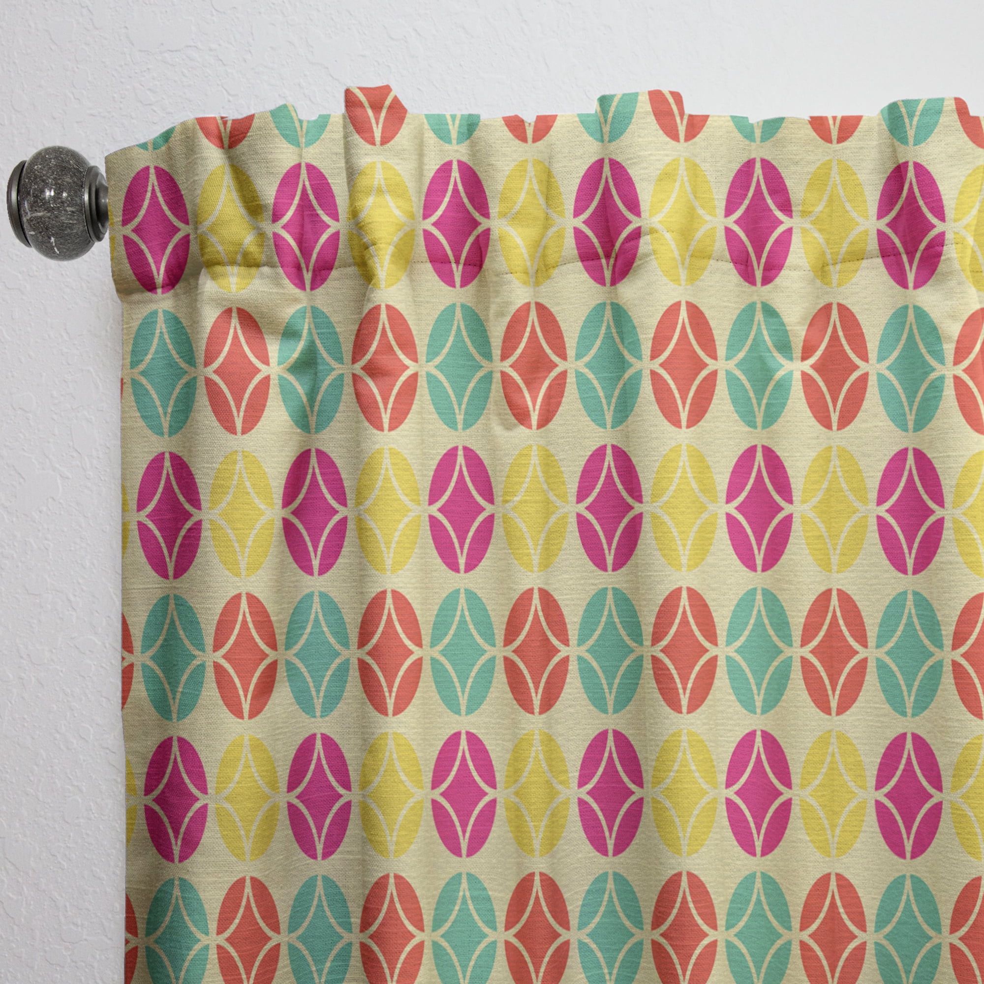 Designart 'Circular Retro Pattern VII' Mid-Century Modern Curtain Panel