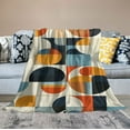 thumbnail image 2 of COMIO Mid Century Modern Throw Blanket | Fuzzy, Soft, Warm, Cozy, Reversible Blanke Retro Orange Blue Abstract Geometry Blanket for Bed Couch Sofa Chair Travel,, 2 of 6