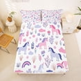 thumbnail image 5 of Erosebridal Cute Animals Unicorn Full Size Sheets,Watercolor Rustic Flower Bed Sheets For Kids Girls 4pcs, 5 of 6