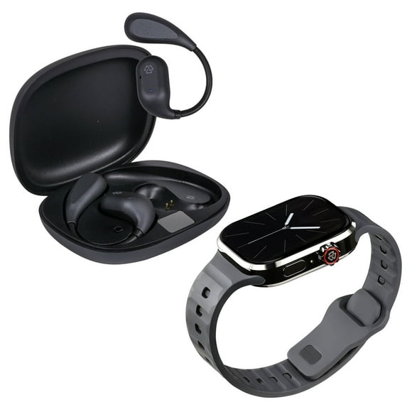 Kronos Train Pack STF: Smartwatch 2" + Audífonos Inalámbricos OWS, resistentes al agua, color negro