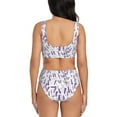 thumbnail image 3 of Wukai Lavender Flowers Women's Bikini Set Two Piece,wimsuit High Waisted V Neck Twist Front Adjustable Spaghetti Straps Bathing Suit-, 3 of 7