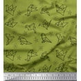 thumbnail image 1 of Soimoi Green Poly Georgette Fabric Check,Star & Paper Bird Art & Craft Print Fabric by Yard 42 Inch Wide, 1 of 3