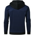 thumbnail image 2 of Neiku Mens Zipper Hoodie Casual Hooded Sweatshirt Fleece Jacket CationNavy-S, 2 of 6