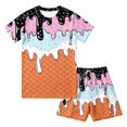 thumbnail image 3 of Glisme Boys Back To School Clothes O Neck Short Sleeve Outfits Ice Prints T Shirt Shorts Cute Big Boys Playsuit Orange, 3 of 3