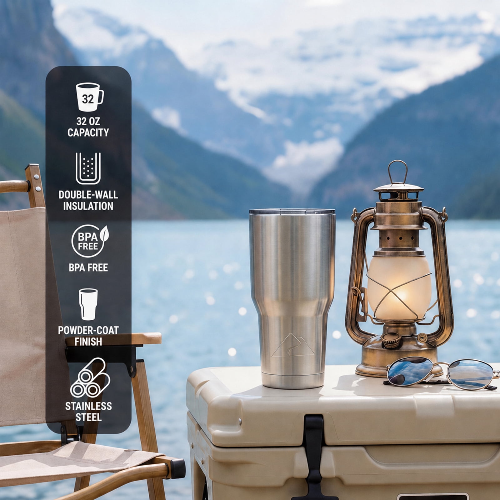 Ozark Trail 32 oz Stainless Steel Insulated Tumbler, Silver