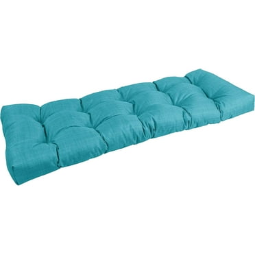 Indoor/Outdoor Tufted Bench Cushion, 46" Wide, Aqua Blue