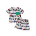 thumbnail image 2 of Musuos Toddler Boy Summer Farm Outfit 3 6 121 8 24M 3T Animal Print Pocket Short Sleeve Tops with Elastic Waist Shorts 2 Pcs Clothes, 2 of 9