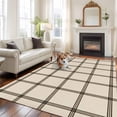 thumbnail image 3 of Black Buffalo Plaid Washable Living Room Rugs 5'x8', Farmhouse Vintage Linen Black Stripes Low Pile Throw Large Area Rug Non-Slip Sturdy Edge Binding Carpet for Living Room Kitchen Office, 3 of 9