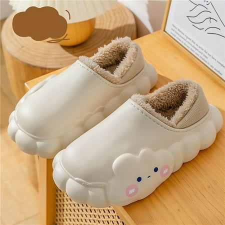 

PIKADINGNIS Men Winter Slippers Waterproof Home Shoes Fashion Brand Cotton Shoes Couple Indoor Slides Thick Platform Flip Flops Plus Velvet