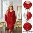 thumbnail image 4 of Weardear Women's Plus Size Sequin Dress New Year V Neck Long Sleeve Cocktail Party Dress, 4 of 5