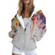 thumbnail image 1 of Women's Casual Color Block Zip-Up Hoodie Stylish Long Sleeve Drawstring Jacket with Pockets, 1 of 5