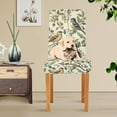 thumbnail image 4 of Yayeee 2 Pack Dining Chair Covers Stretch Parson Chairs Slipcovers Seat Protector, Green Birds, 4 of 6