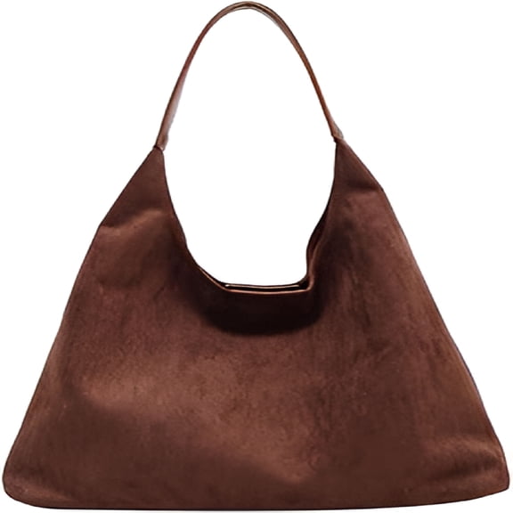 AOMRCOL Suede purses for Women 2024 Slouchy Shoulder Bags Soft Leather bag Brown Tote Handbag for Work Everyday