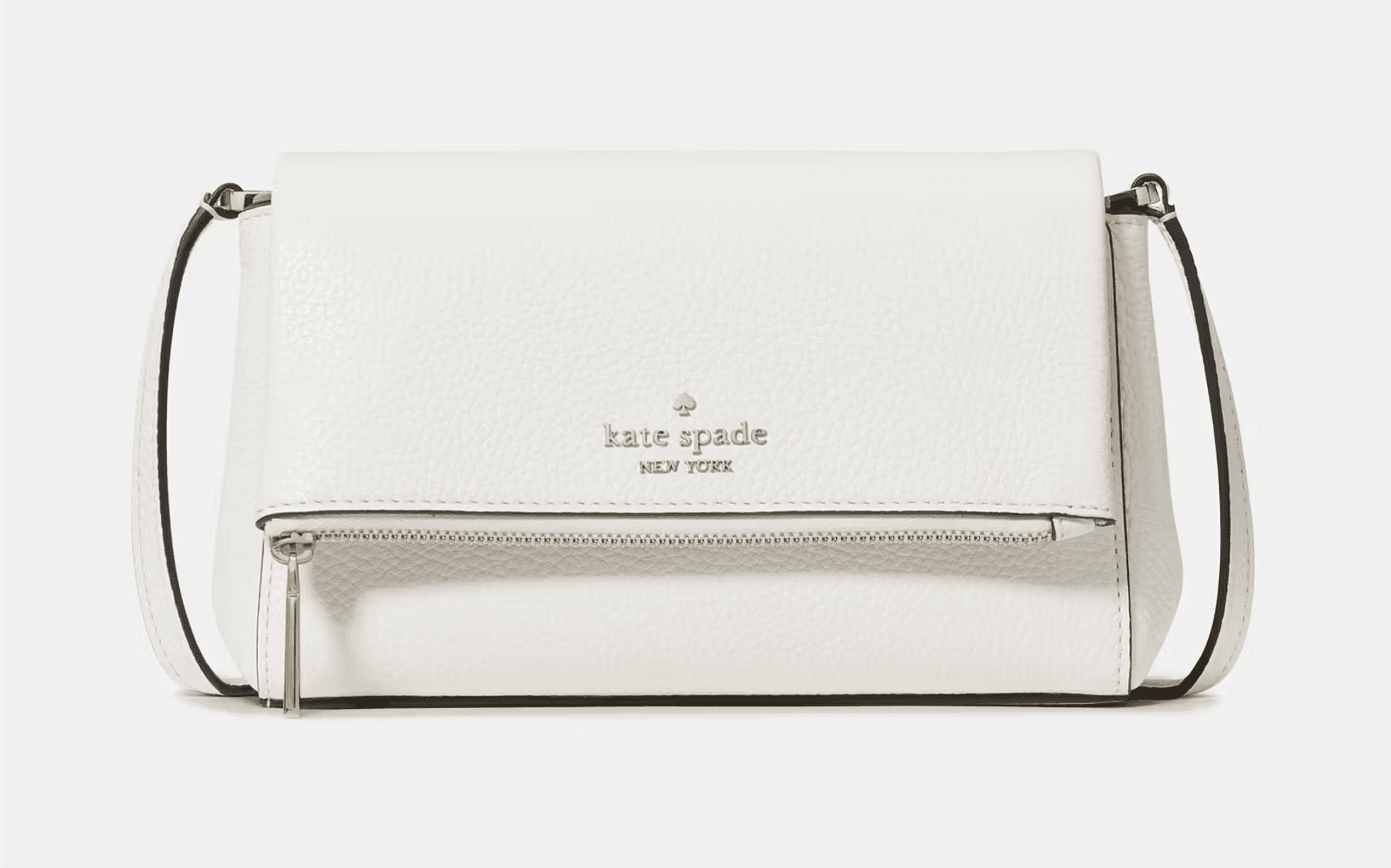 Kate Spade New York Leila Mini Crossbody Bag, Pebbled Leather, Adjustable Strap, Argento Hardware