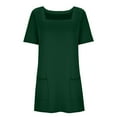 thumbnail image 6 of Fglymey Womens Summer Solid Color Square Neck Short Sleeve Dress With Pockets - Casual Athleisure Tee​​ Army Green 2XL, 6 of 7