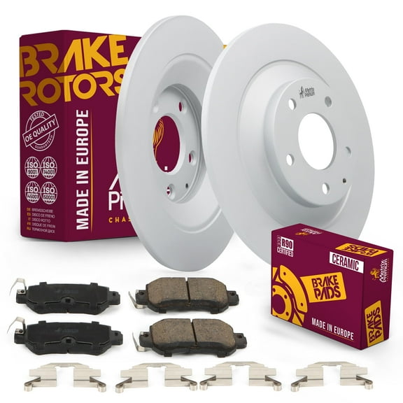 Metrix Premium Chassis Parts - Rear Ceramic Disc Brake Pad Set & Solid Brake Rotor Kit Fits 2013-2015 Mazda CX-5, Made in Europe