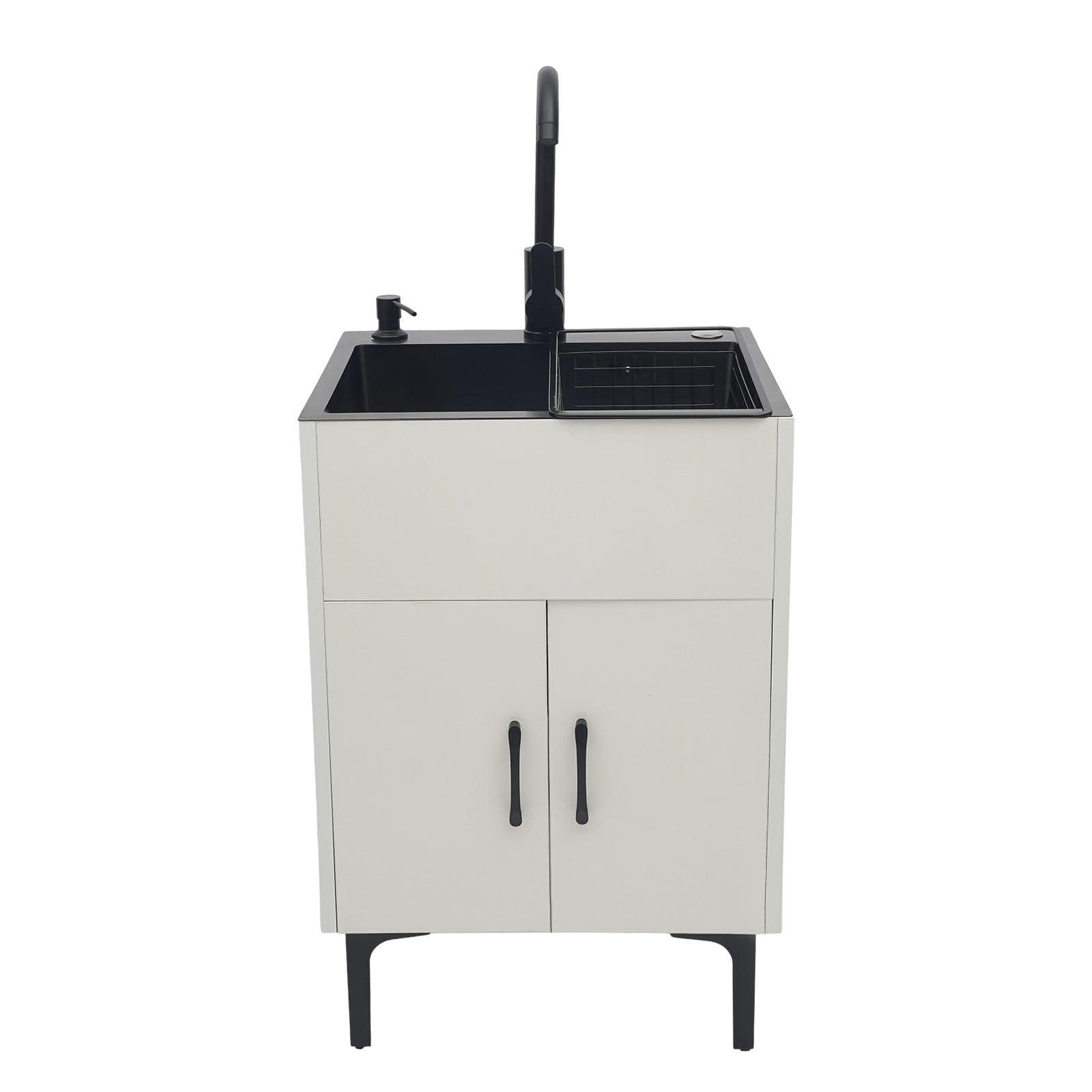 Freestanding Bathroom Sink Cabinet, 201 Stainless Steel, Solid Wood Construction, Nano Coating, Welding, Polishing Process, Perfect for Hotels, Restaurants, and Kindergartens