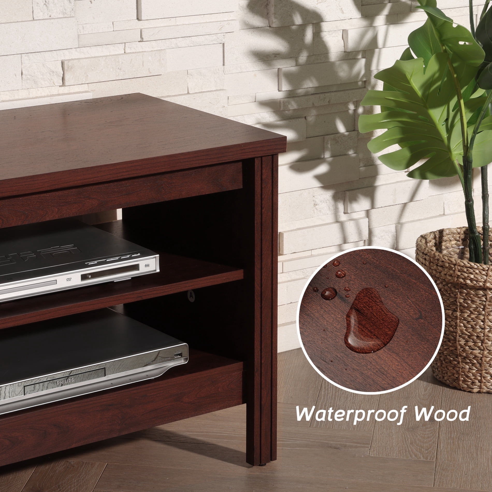 Classic TV Stand for 75 inch TV, Wood TV Console Storage Cabinet Retro Entertainment Center with 6 Storage for Living Room,  70 Inch, Brown