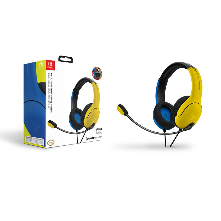 PDP AIRLITE Wired Headset with Noise Cancelling Microphone: Nintendo Switch  - Yellow & Blue 